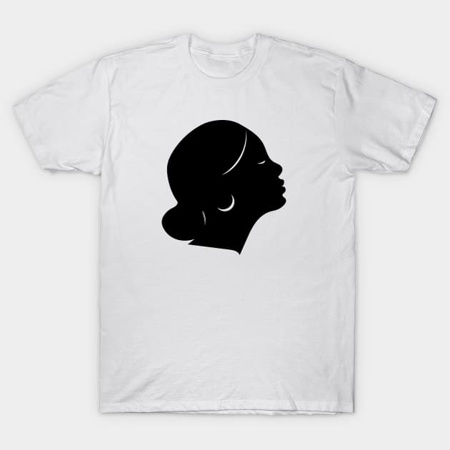 Black female silhouette T-Shirt by Eshka